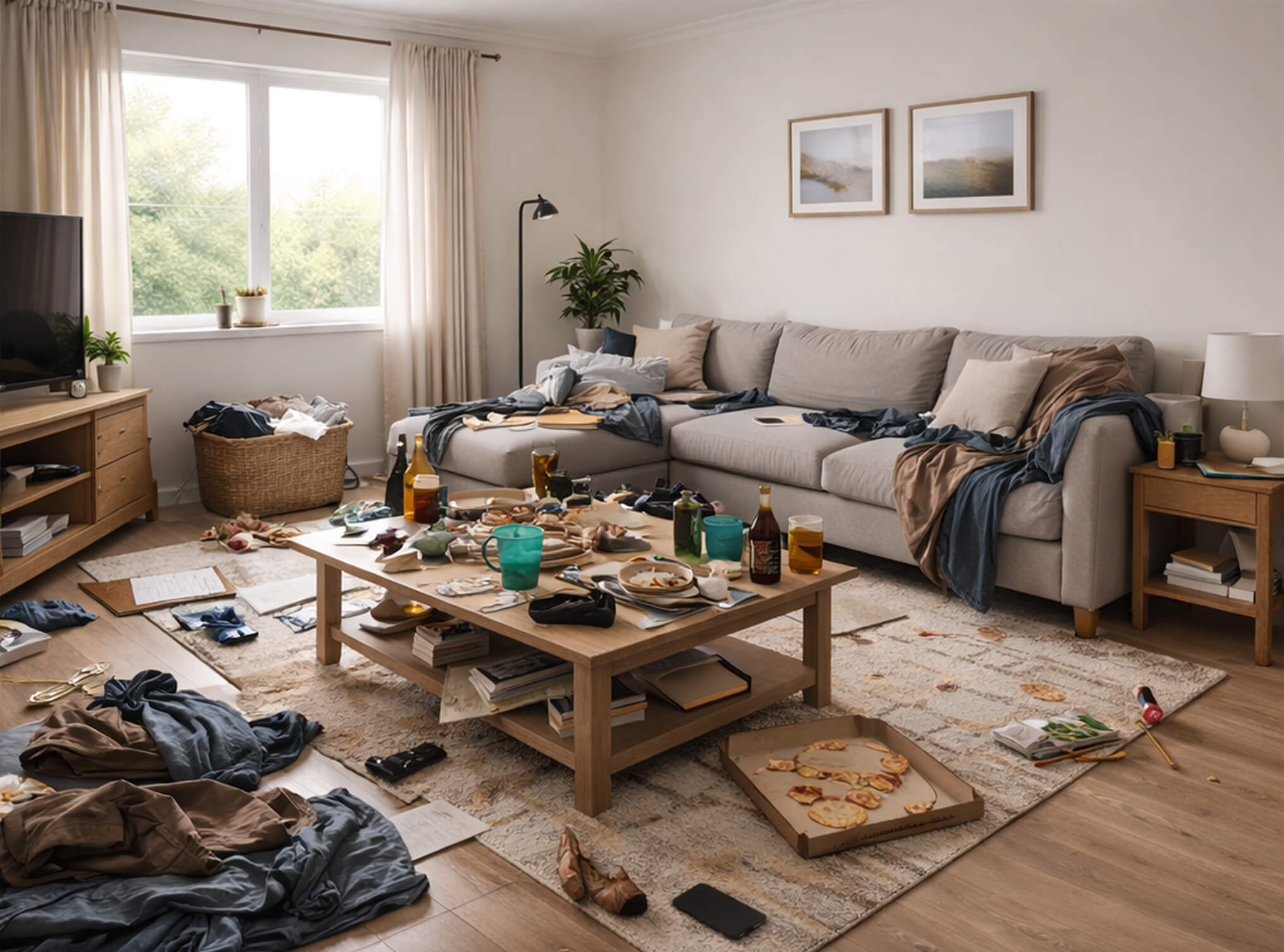 messy living room